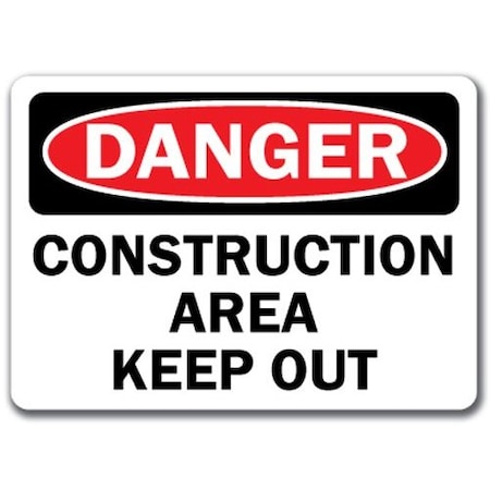 Signmission Safety Sign, 14 in Height, Plastic, Construction Area Keep Ot DS-Construction Area Keep Ot
